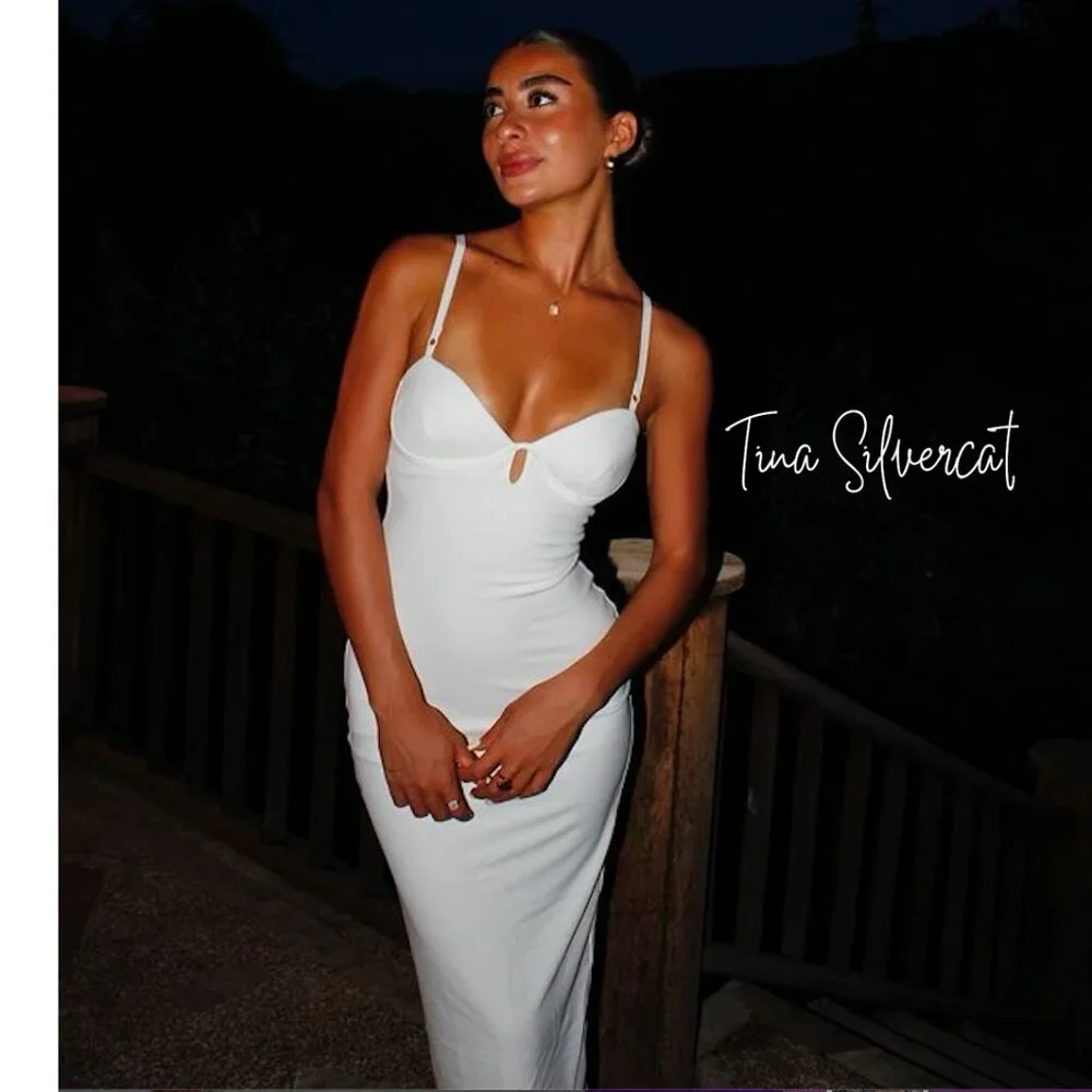 Zara Strappy Midi Cocktail Dress White XS NWT